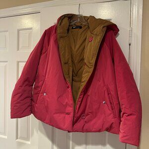 Fun puffer coat, reversable, hood, a line, pockets